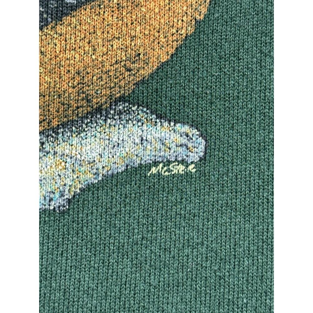 Vintage Cougar Wildlife Sweatshirt Adult XL Green Tultex Pullover Made USA 90s - Picture 7 of 14
